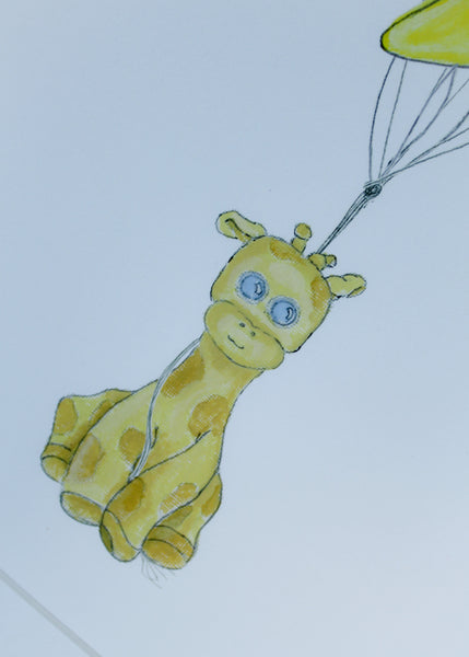Giraffe with Star Balloons
