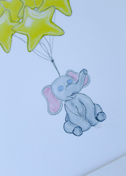 Elephant with Star Balloons